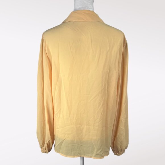 Vintage 80s Jebb Levy Long Sleeve Button Down Shirt Sheer Yellow Size Medium - Picture 5 of 9